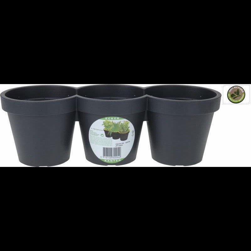 Trio Flower Pot Black 39cm