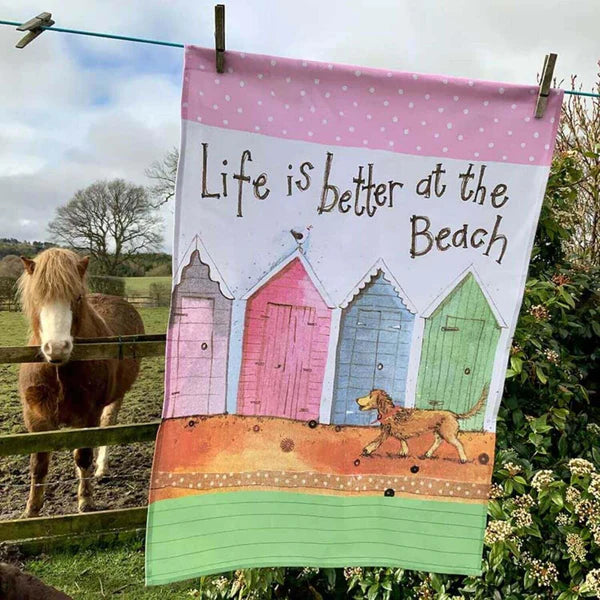 Alex Clarke, Life Is Better At The Beach Tea Towel