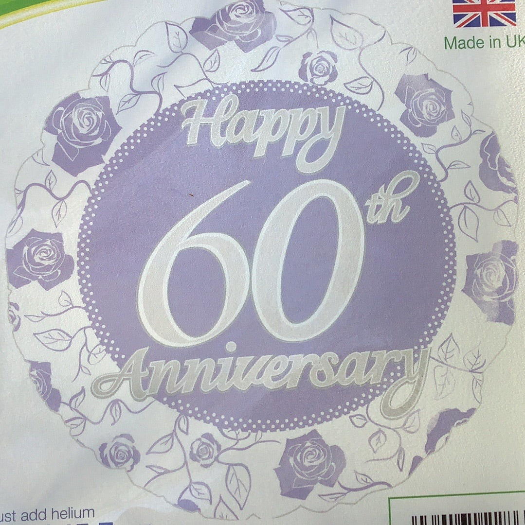 60th Anniversary Foil Helium Balloon