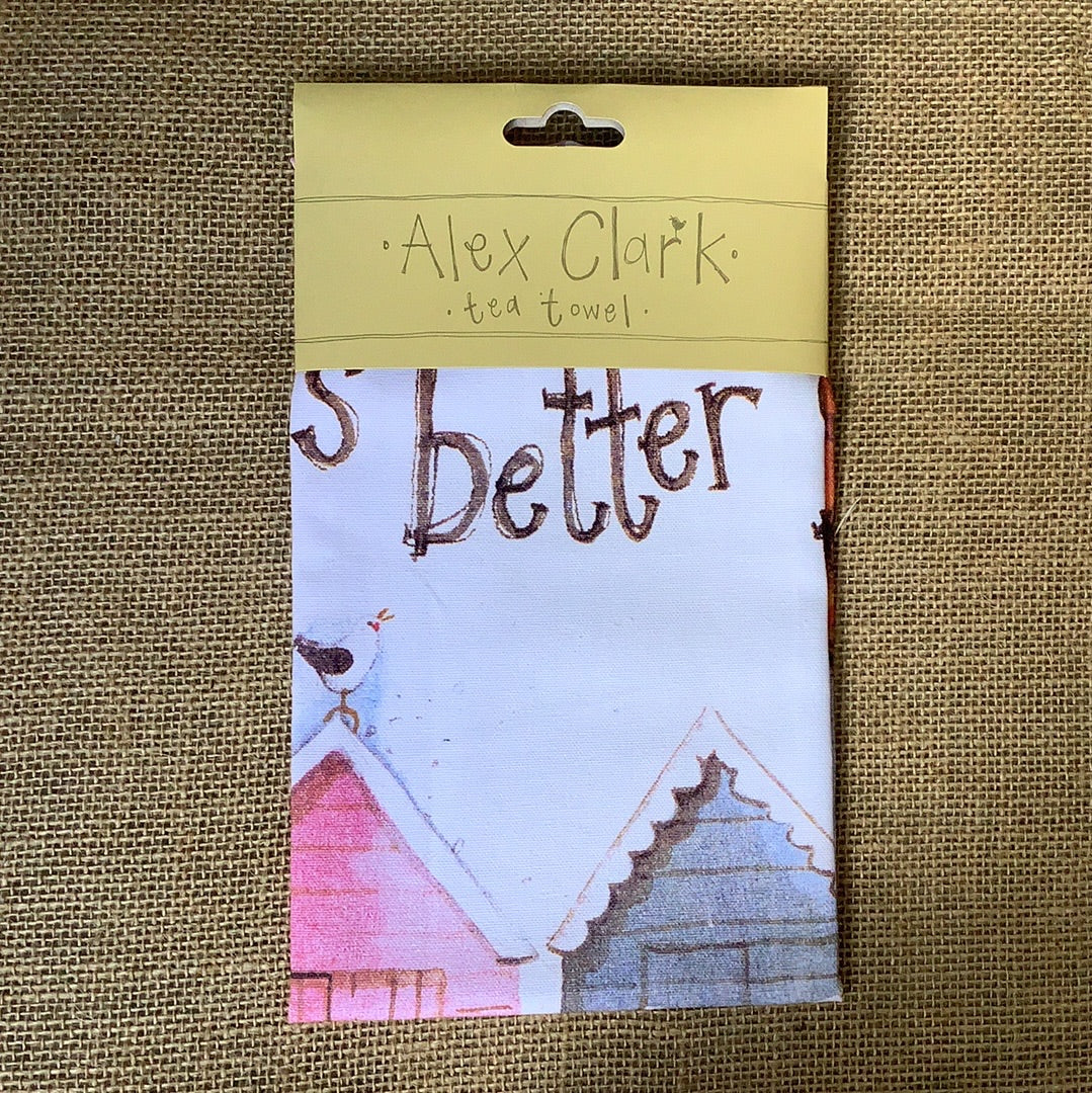 Alex Clarke, Life Is Better At The Beach Tea Towel