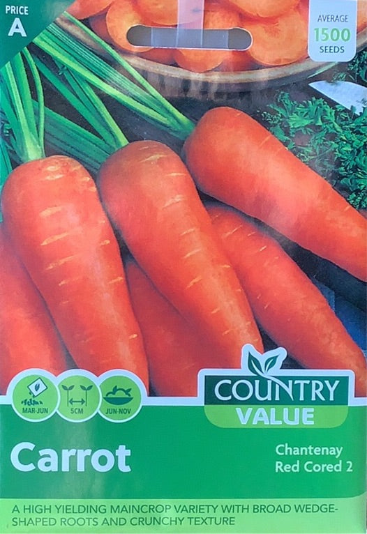 Chantenay Red Cored 2 Carrot Seeds, Country Value