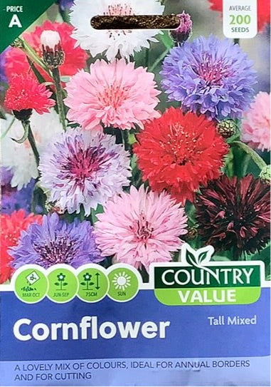 Cornflower Tall Mixed Seeds, Country Value