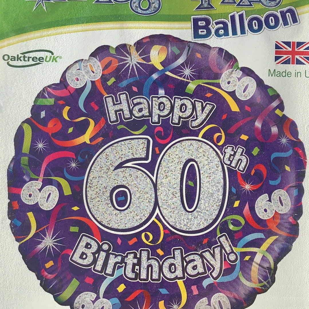 Happy 60th Birthday Foil Helium Balloon