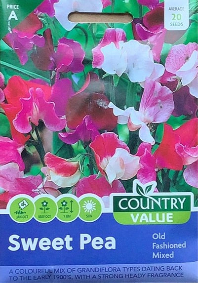 Sweet Pea Seeds, Old fashioned mixed.Country Value