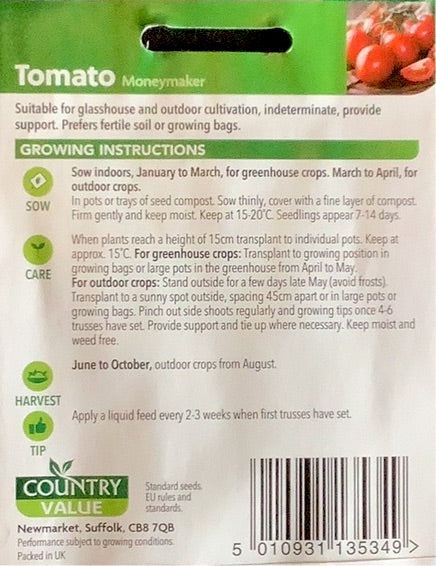 Moneymaker Tomato Seeds, Country Value