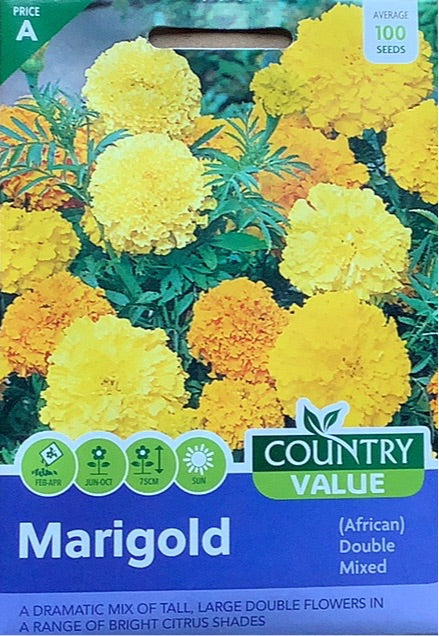 Marigold Seeds, African double mixed. Country Value