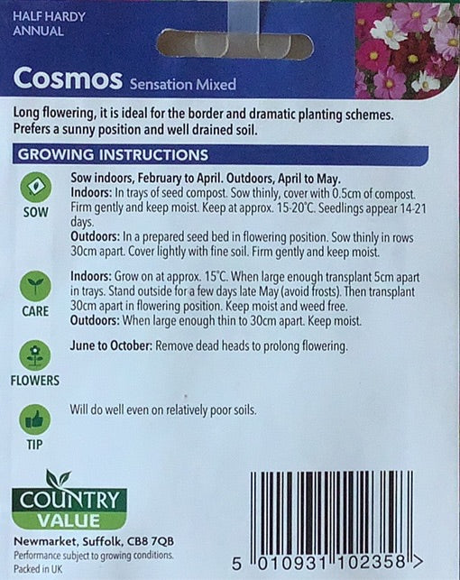 Cosmos Seeds, Sensation mixed. Country Value