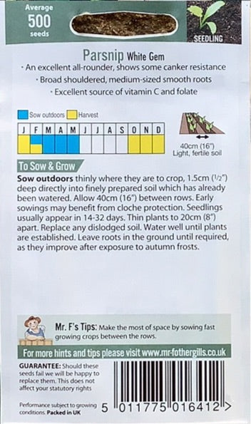 Parsnip White Gem Mr. Fothergills