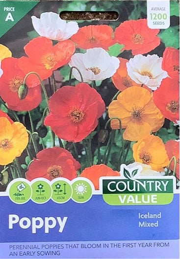 Poppy Iceland Mixed Seeds, Country Value